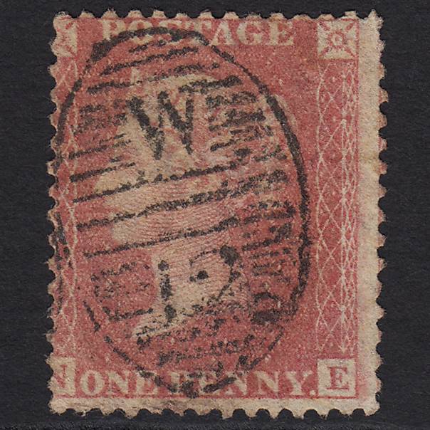 GB QV 1857 1d Pale Rose (Plate 27) SG39-C10(3) NE GU London D&S W12 Misperf