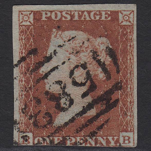 GB QV 1841 1d Red-brown (Plate 154) SG8-B2(1) BB GU 3m Nottingham 583