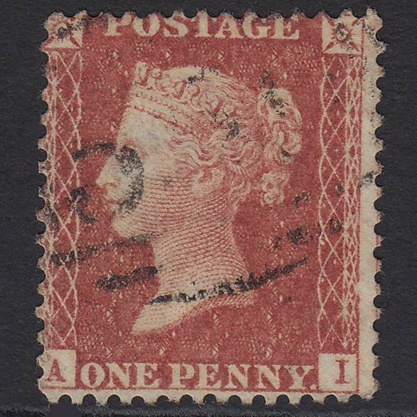 GB QV 1857 1d SG40-C10(1) AI FU Missing Imprimatur Light Cancel Misperf