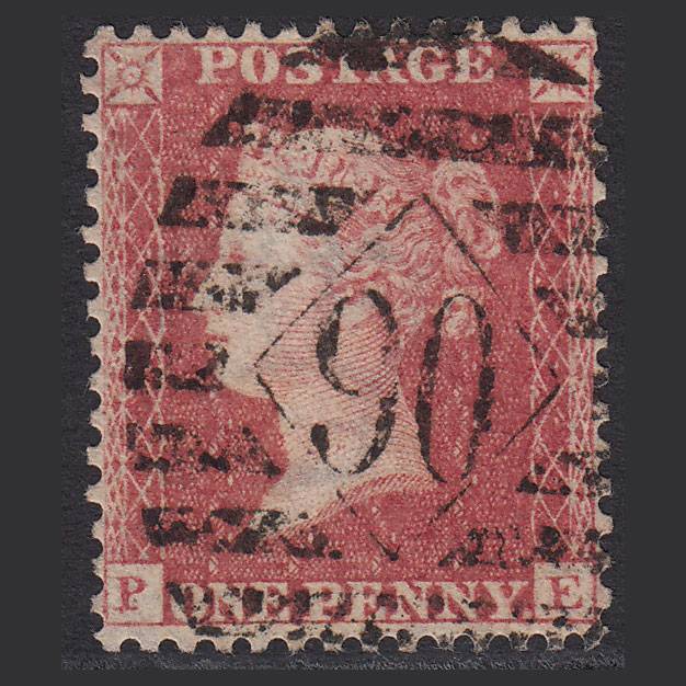 GB QV 1857 1d Rose-red (Plate 59) SG40-C10(1) PE FU London IS 90