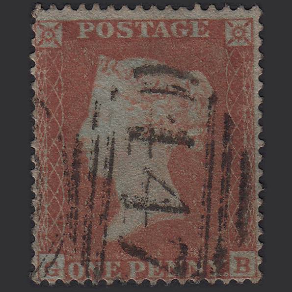 GB QV 1854 1d Red-brown (Plate 173) SG17-C1(1) GB FU Leeds 447