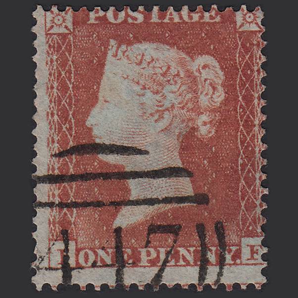 GB QV 1854 1d Red-brown (Plate 162) SG17-C1(1) FF FU Leeds 447 Spoon Misperf