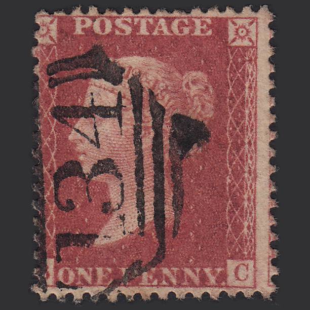 GB QV 1857 1d Rose-red (Plate 67) SG40-C10(1) BC GU Bristol 134 Misperf