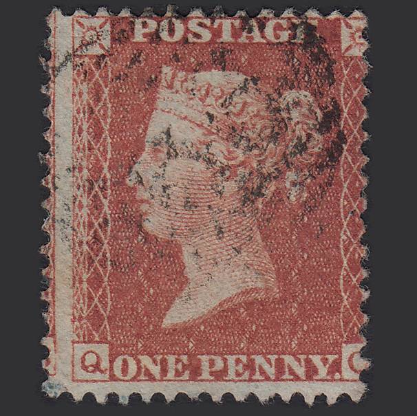 GB QV 1855 1d Red-brown (Plate 6) SG24-C3(1) QC FU Large Misperf
