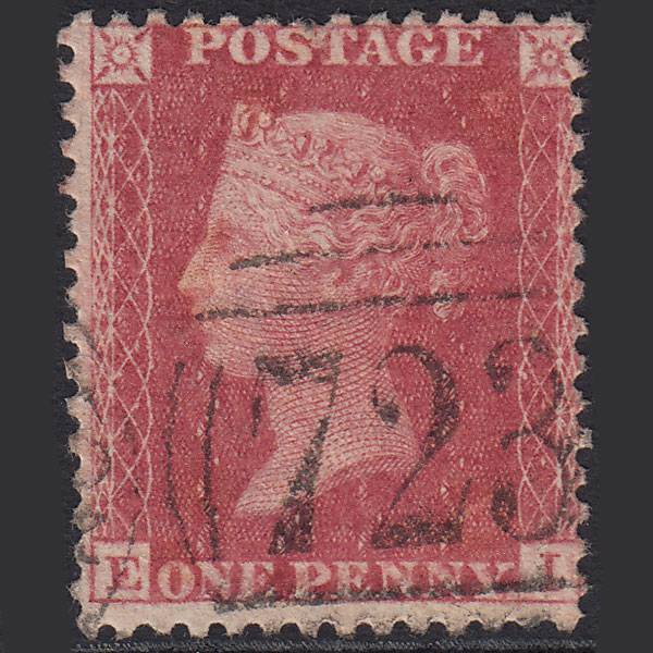 GB QV 1857 1d Rose-red (Plate 55) SG40-C10(1) EI FU Southampton 723