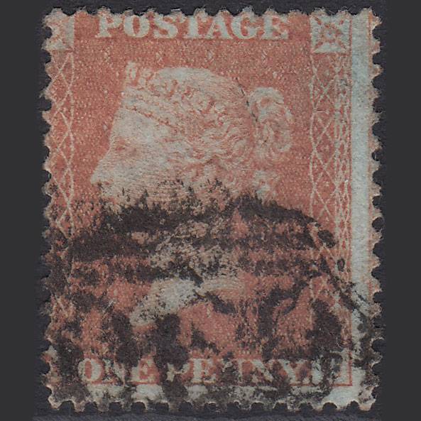 GB QV 1856 1d Red-brown SG29-C8(1) GU Misperf
