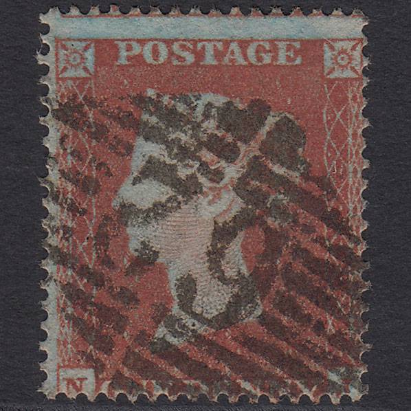 GB QV 1854 1d (Plate 180) SG17-C1(1) NJ FU Belfast-split 62s Misperf