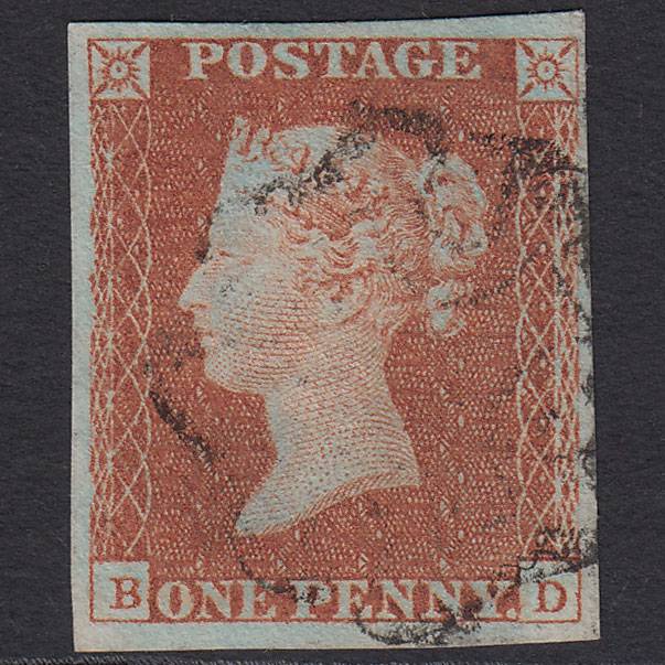 GB QV 1841 1d Red-brown (Plate 19) SG8-B1(1) BD VFU 4M Light MX Cancel