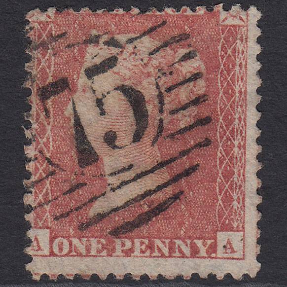 GB QV 1857 1d (Plate 38) SG40-C10(1) AA FU Missing Imprimatur London D&S 75