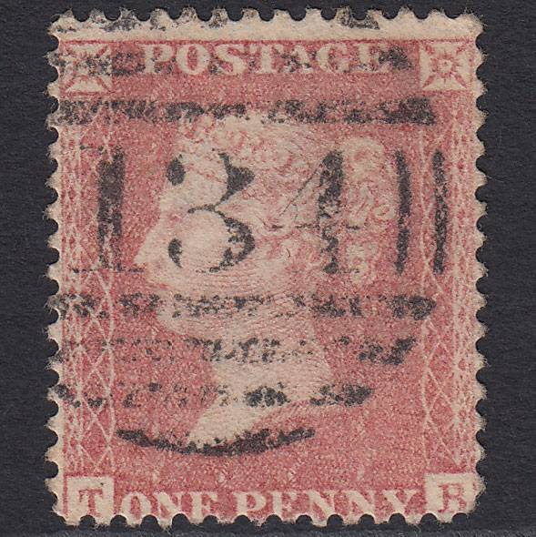 GB QV 1857 1d Pale Rose (Plate 27) SG39-C10(3) TB GU Bristol 134