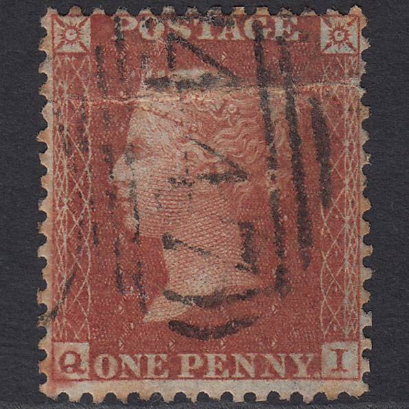 GB QV 1855 1d Red-brown (Plate 9) SG24-C3(1) QI PU Leeds 447