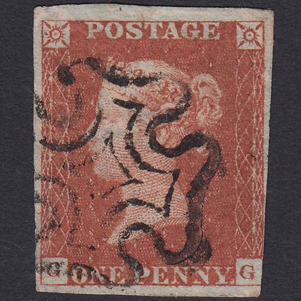 GB QV 1841 1d Red-brown (Plate 28) SG8-B1(1) GG GU 3 Margins Maltese Cross