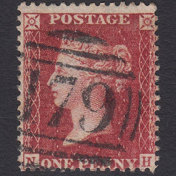GB QV 1857 1d Rose-red (Plate 43) SG40-C10(1) NH FU Chertsey 179