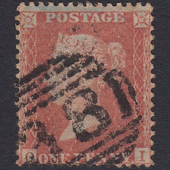 GB QV 1857 1d Pale Red (Plate 38) SGC8(9) OI GU Aylesbury 38