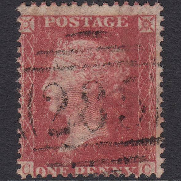 GB QV 1857 1d Rose-red (Plate 52) SG40-C10(1) CC FU Exeter 285 Misperf