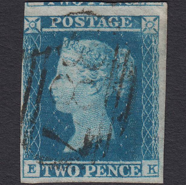 GB QV 1841 2d Blue (Plate 4) SG14-E1(2) EK FU nr 4 Margins Huddersfield 387