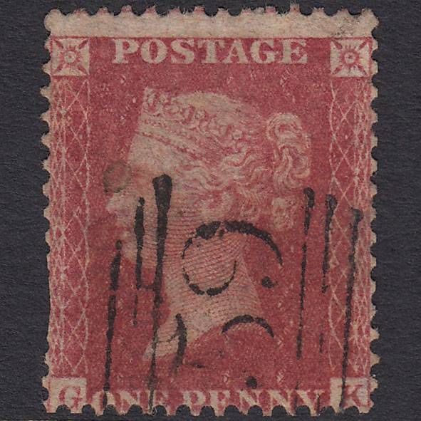 GB QV 1857 1d Rose-red (Plate 34) SG40-C10(1) GK GU Glasgow 159 Barrel