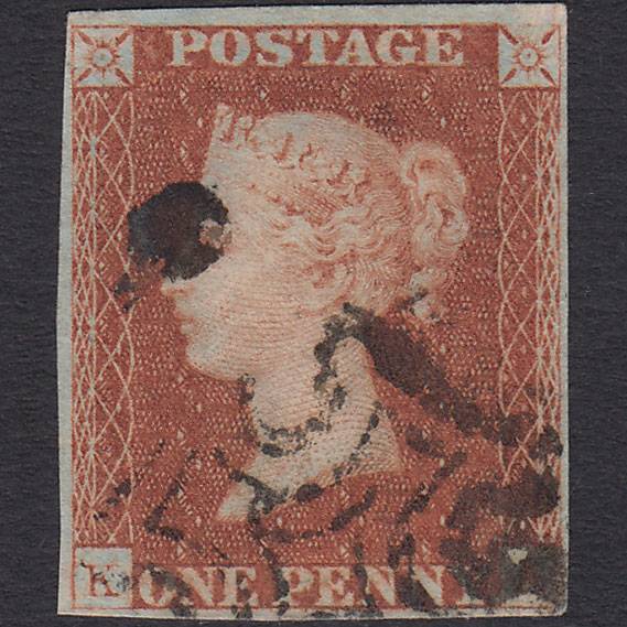 GB QV 1841 1d Red-brown (Plate 27) SG8-B1(1) KA FU 4 Margins Maltese Cross