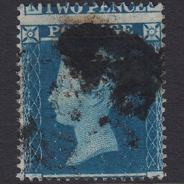 GB QV 1854 2d Pale Blue (Plate 4) SG20-F1(2) OJ FU Huge Misperf