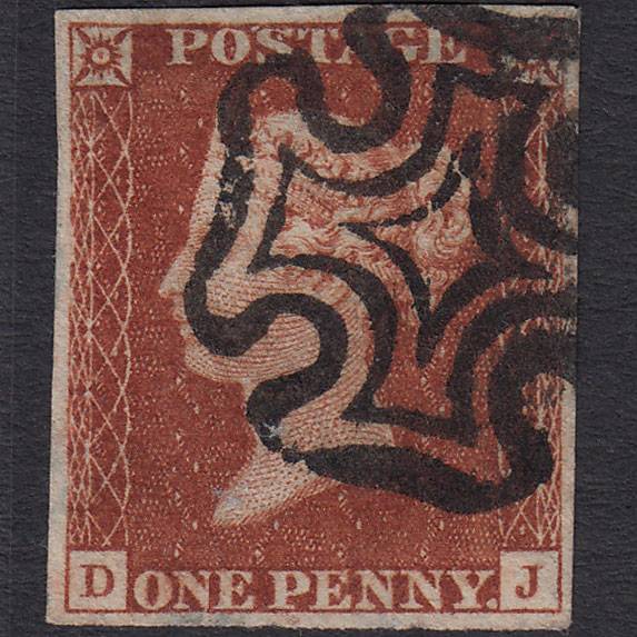 GB QV 1841 1d Red-brown (Plate 16) SG8-B1(1) DJ FU 4 Margins Maltese Cross