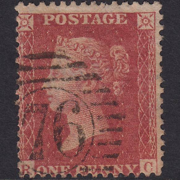 GB QV 1857 1d Rose-Red Plate 43 SG40-C10(1) RC GU London D&S 76