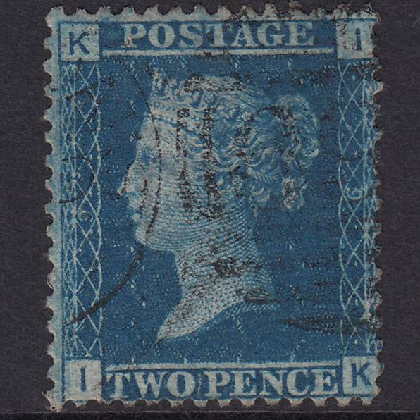 GB QV 1858 2d Blue Plate 9 SG45-G2 IK FU Sevenoaks 697