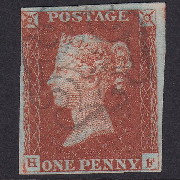 GB QV 1841 1d Red-Brown Plate 38 SG8-B1(1) HF FU 4 Margins Maltese Cross