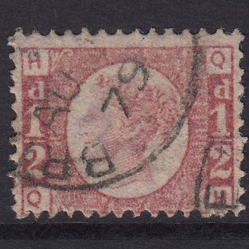GB QV 1870 1/2d Rose Plate 11 SG49-G4 QH VFU CDS CANCEL