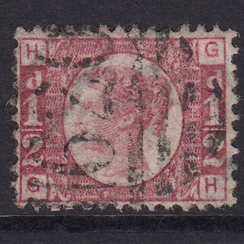 GB QV 1870 1/2d Rose-Red Plate 4 SG48-G4 GH FU Plymouth 620 Well Centred