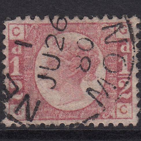 GB QV 1870 1/2d Rose Plate 14 SG49-G4 GC VFU CDS CANCEL
