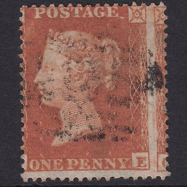 GB QV 1854 1d Red-Brown SG17-C1(1) Ivory Head ?E GU Large Misperf
