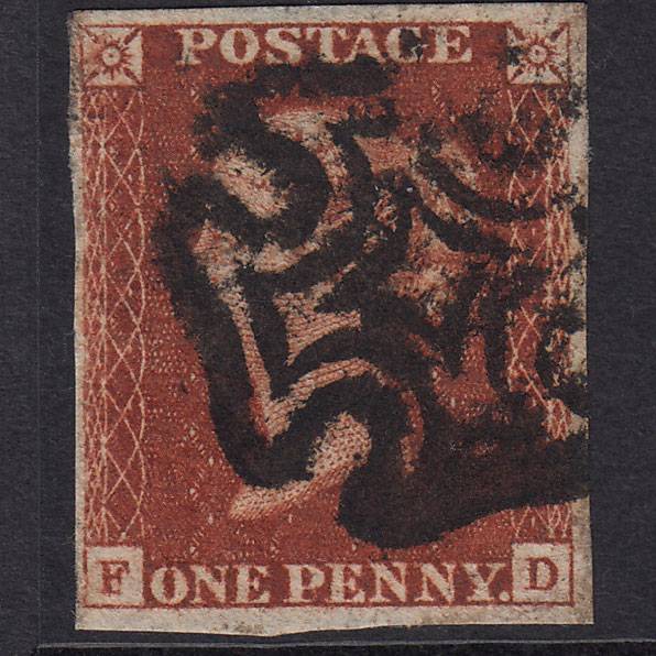 GB QV 1841 1d Deep Red-Brown Plate 16 SG10-B1(4) FD GU 4 Margins MX
