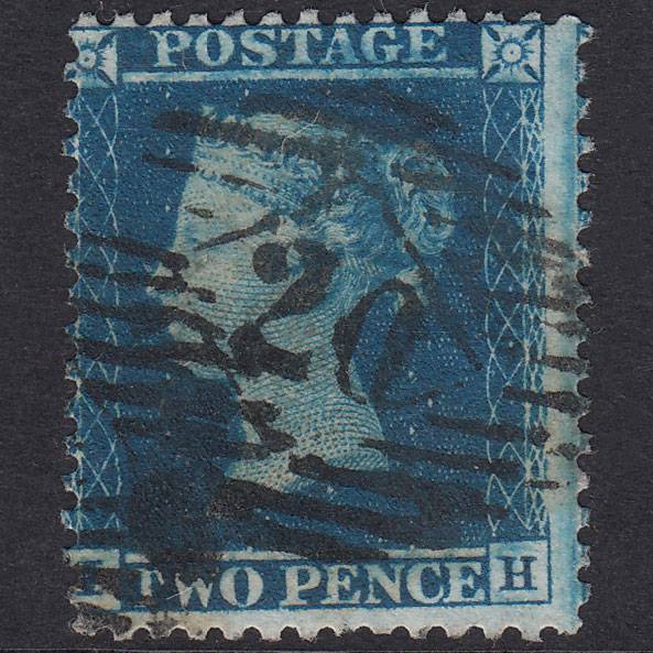 GB QV 1855 2d Blue Plate 5 SG34-F6 IH GU London Is 20