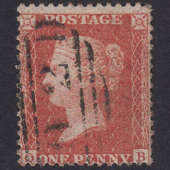 GB QV 1857 1d Pale Red Plate 32 SGC8(9) OB FU Bolton 92