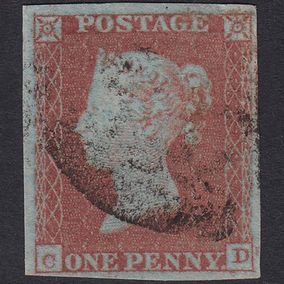 GB QV 1841 1d Very Blued Plate 116 SG8A-B1(2) Constant Variety CD FU 4M