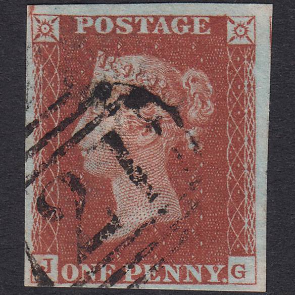 GB QV 1841 1d Red-Brown Plate 60 SG8-B1(1) JG VFU 4 Margins Langport 721