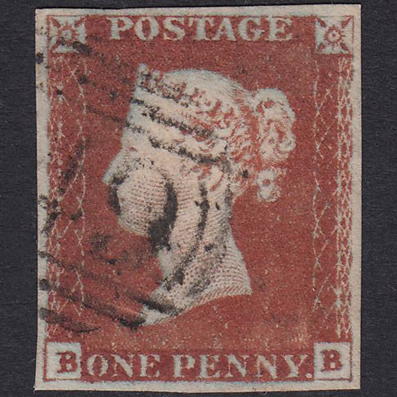 GB QV 1841 1d Red-Brown Plate 48 SG8-B1(1) BB FU 4 Good Margins