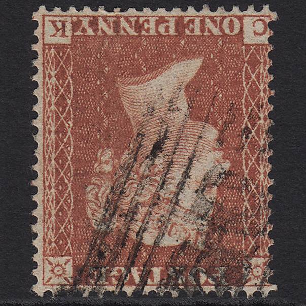 GB QV 1855 1d Red-brown (Plate 1) SG21-C4(1) CK VFU Wmk Inverted