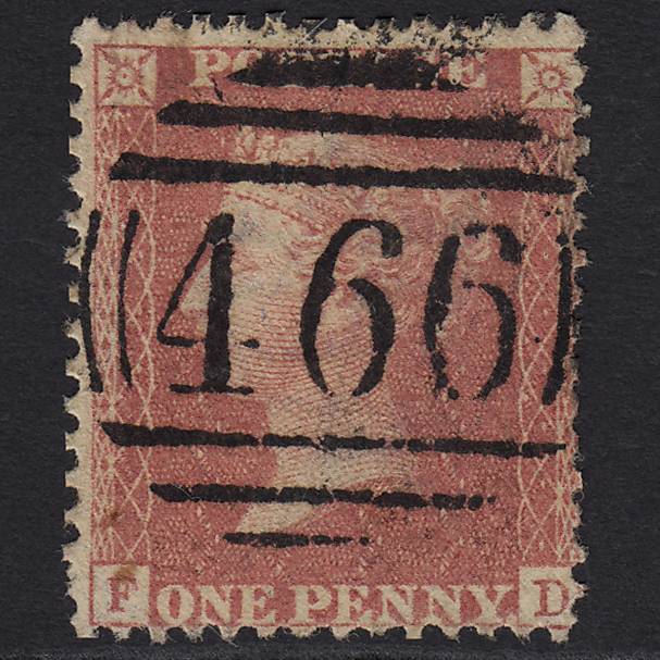 GB QV 1857 1d Rose-red (Plate 48) SG40-C10(1) FD GU Liverpool 466