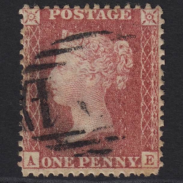 GB QV 1857 1d Rose-red SG40-C10(1) AE GU Light Cancel