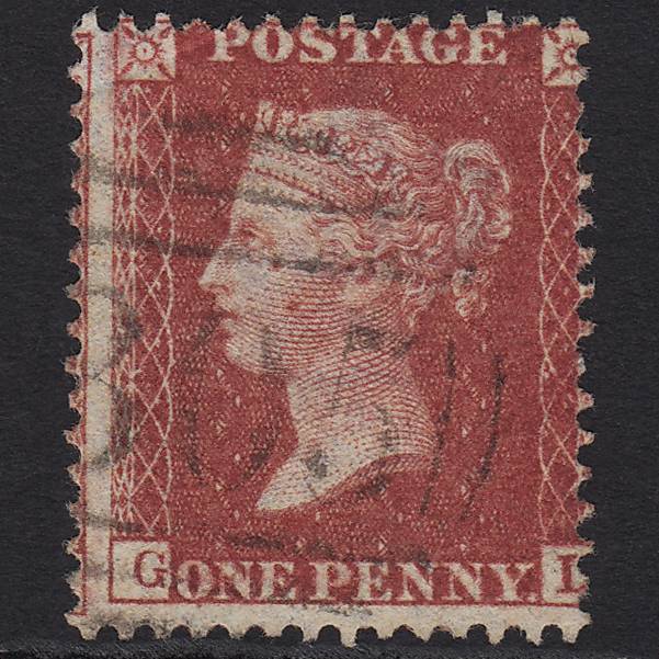 GB QV 1857 1d DP Rose-red (Plate 59) SG41-C10(4) GL FU Torquay 805 Misperf