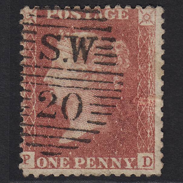 GB QV 1857 1d Rose-red (Plate 55) SG40-C10(1) PD GU London D&S SW20
