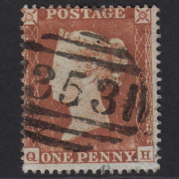 GB QV 1854 1d Red-brown (Plate 173) SG17-C1(1) QH FU Hemel Hempstead 353