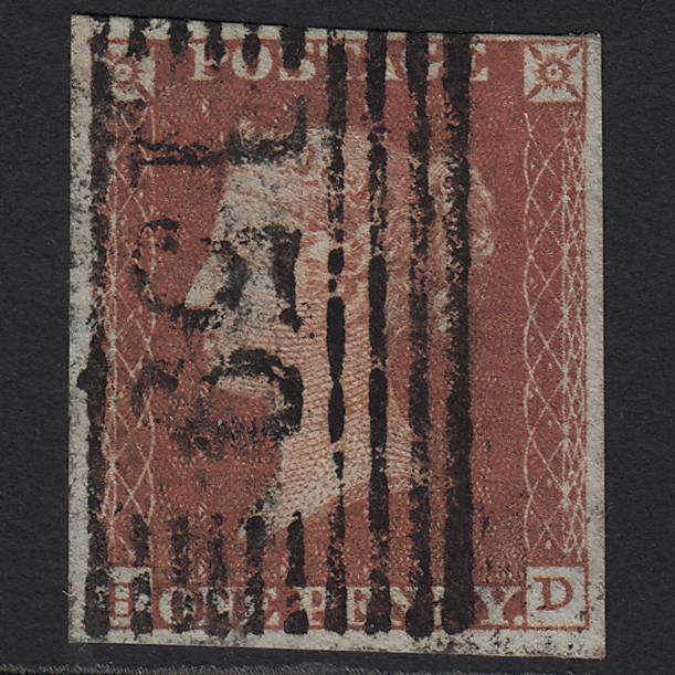 GB QV 1841 1d Red-brown (Plate 129) SG8-B2(1) HD FU 4 Margins Glasgow 159