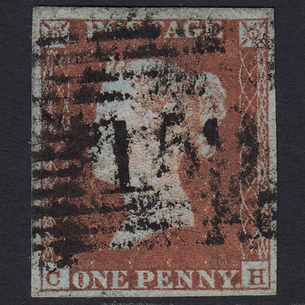GB QV 1841 1d Red-brown (Plate 90) SG8-B1(1) CH GU 4 Margins Glasgow 159