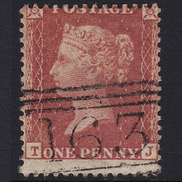 GB QV 1857 1d (Plate 55) SG40-C10(1) TJ VFU Greenock 163 Large Misperf