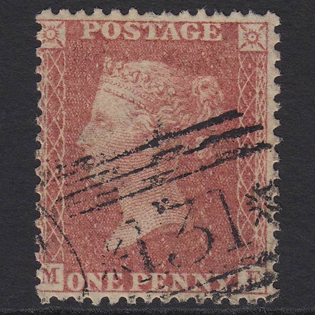 GB QV 1857 1d Rose-red (Plate 62) SG40-C10(1) MF FU Edinburgh 131