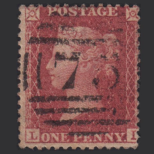 GB QV 1857 1d Rose-red (Plate 36) SG40-C10(1) LI GU Birmingham 75