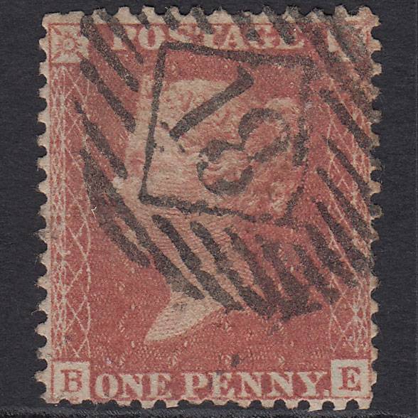 GB QV 1856 1d Red-brown (Plate 34) SG29-C8(1) BE GU London IS 18