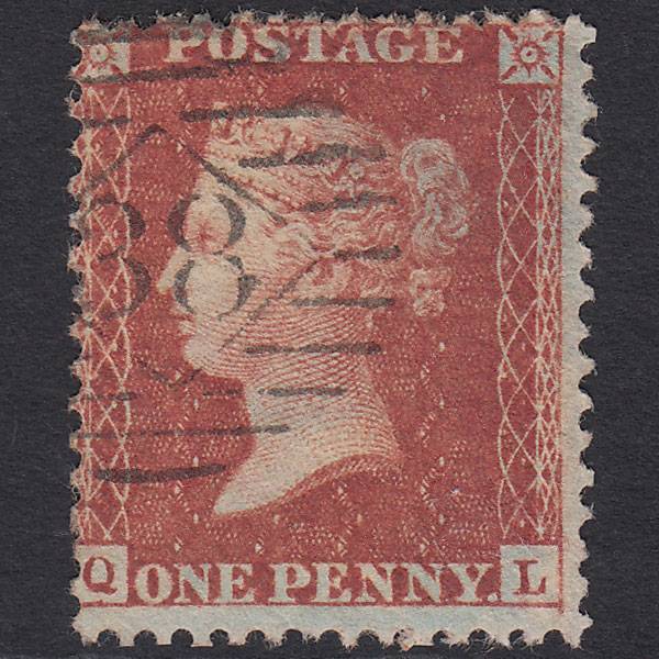 GB QV 1856 1d Red-brown (Plate 45) SG29-C8(1) QL FU London IS 38